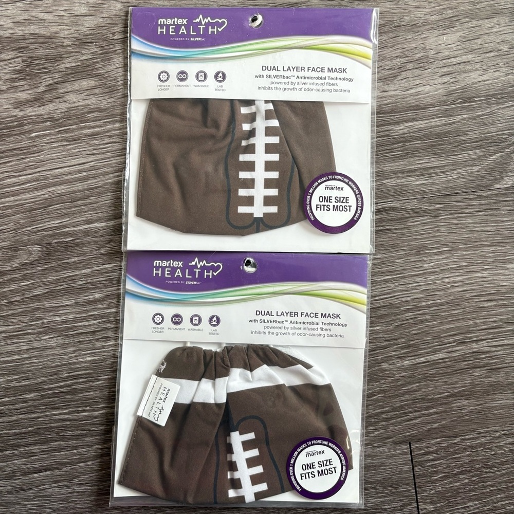 2pk Football Martex Face Mask- One Size